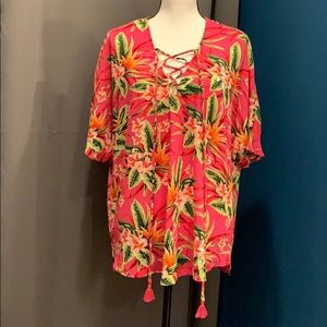 Show Me Your MuMu Lace Up Print Blouse